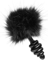 Black Bunny Tail Anal Plug with Fuzzy Tail and Tapered Tip Tails